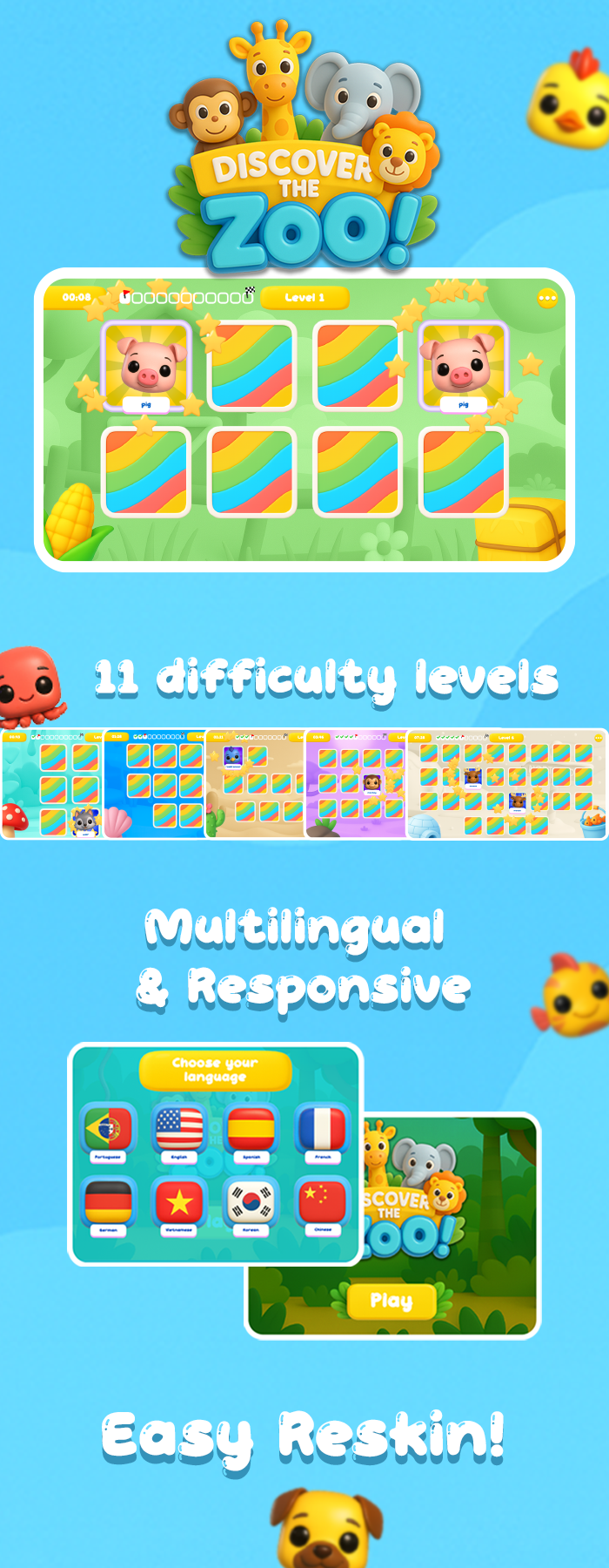 Memory Zoo - Memory Game - HTML5 Game (Construct3) - 1