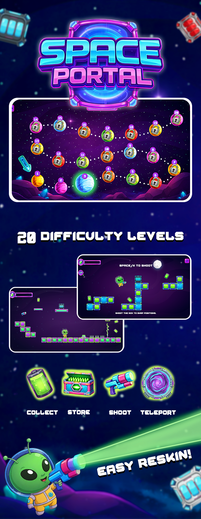 Space Portal — Puzzle Game (Construct 3 + HTML5) - 1