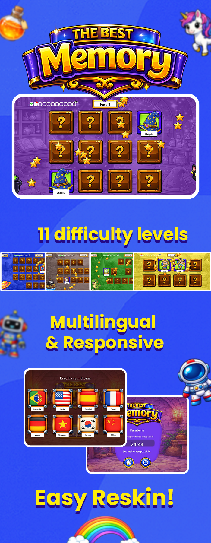 The Best Memory - Memory Game - HTML5 Game (Construct3)